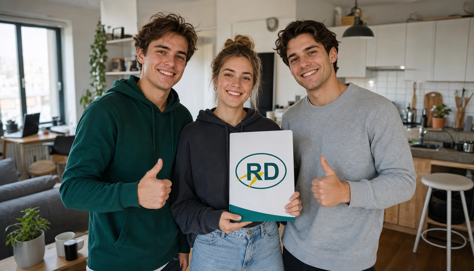 Studenten mit Rechnung von Rohrreinigung Donner